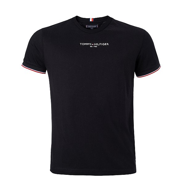 Camiseta Tommy Hilfiger Masculina Global Cuff Cor Preta