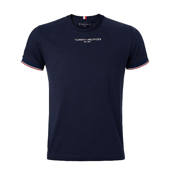 Camiseta Tommy Hilfiger Masculina Global Cuff Cor Marinho