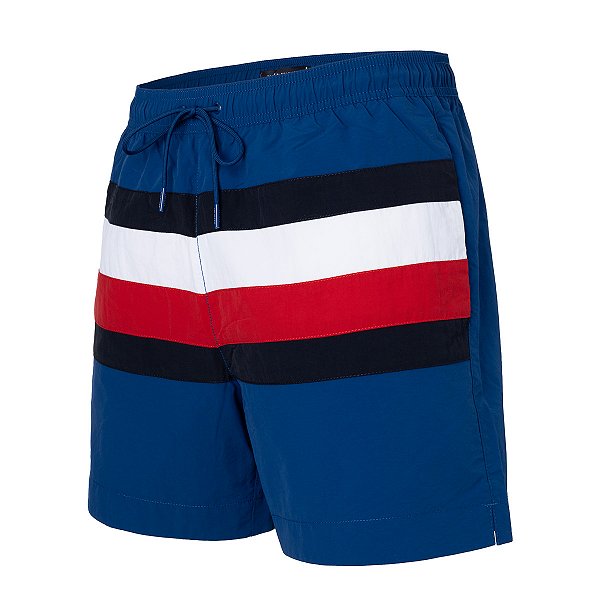 Short Tommy Hilfiger Masculino Flag Beachwear Cor Azul