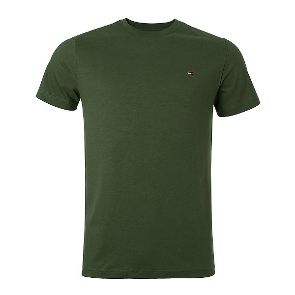 Camiseta Tommy Hilfiger Basica Masculina Essential Cotton Cor Verde Militar
