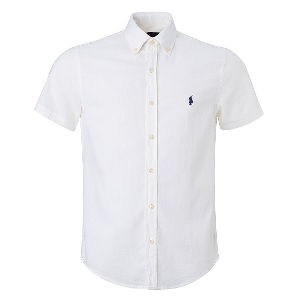 Camisa Ralph Lauren Masculina Custom Fit Linho Cor Branca
