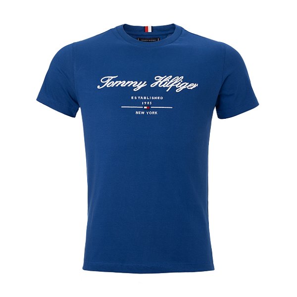 Camiseta Tommy Hilfiger Masculina Bordada Cor Azul
