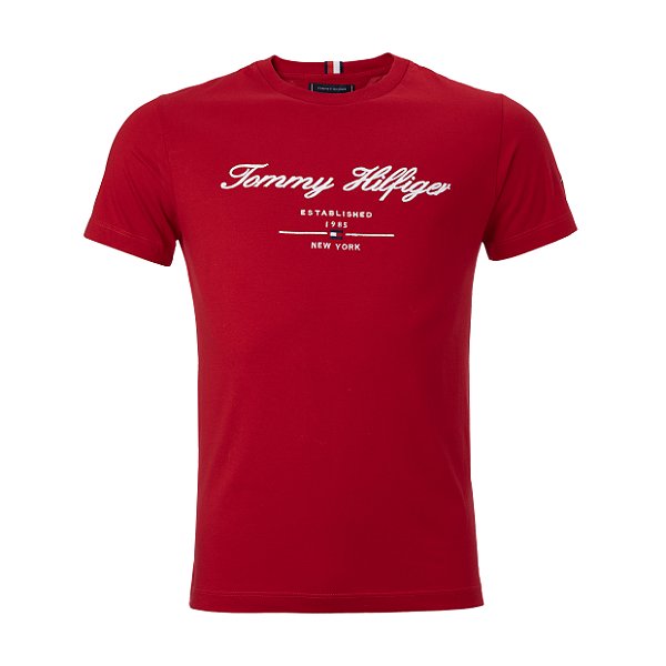 Camiseta Tommy Hilfiger Masculina Bordada Cor Vermelha
