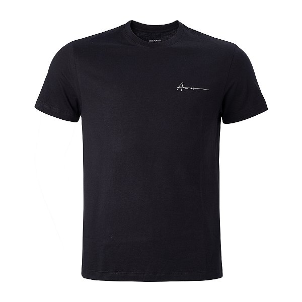 Camiseta Aramis Masculina logo Escrito Cor Preta