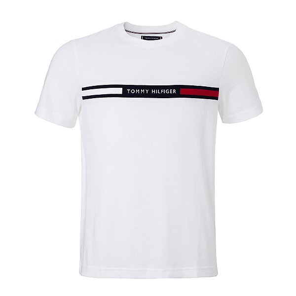 Camiseta Tommy Hilfiger Masculina Chest Insert Cor Branca