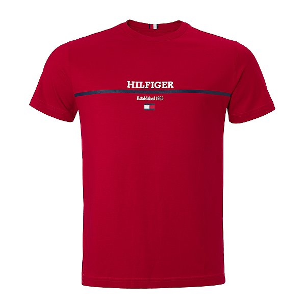 Camiseta Tommy Hilfiger Masculina Chest tee Cor Vermelha