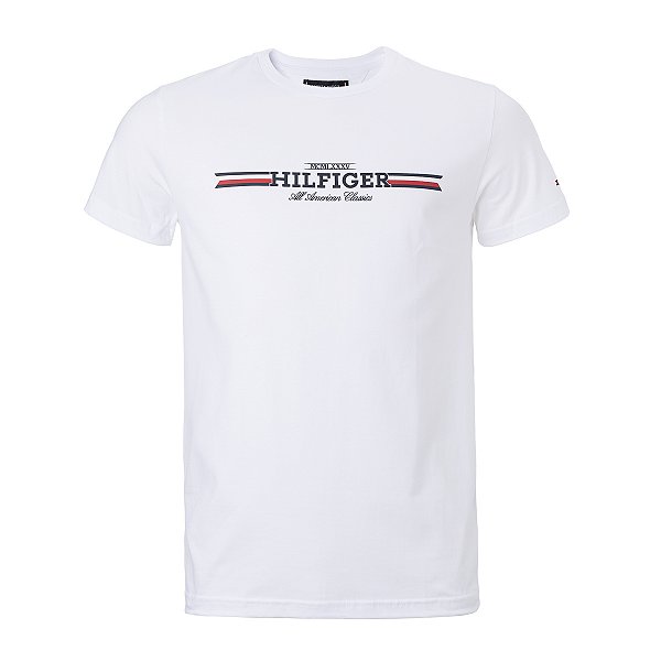 Camiseta Tommy Hilfiger Masculina Chest Mcm Cor Branca