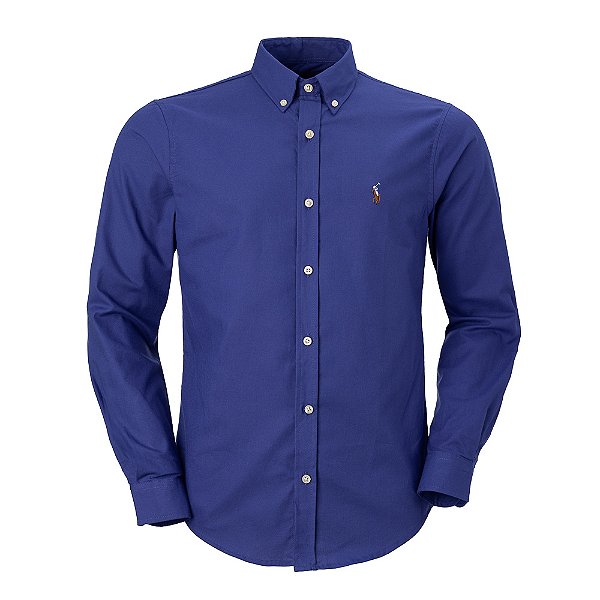 Camisa Ralph Lauren Masculina Oxford Ponei Colorido Cor Azul Noite