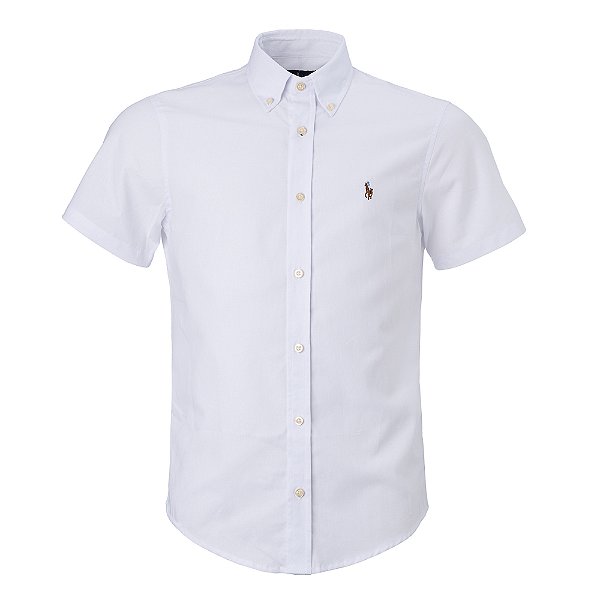 Camisa Ralph Lauren Masculina Mc Oxford Ponei Colorido Cor Branca