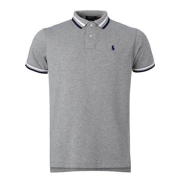 Polo Ralph Lauren Masculina Retilinea  Cor Cinza