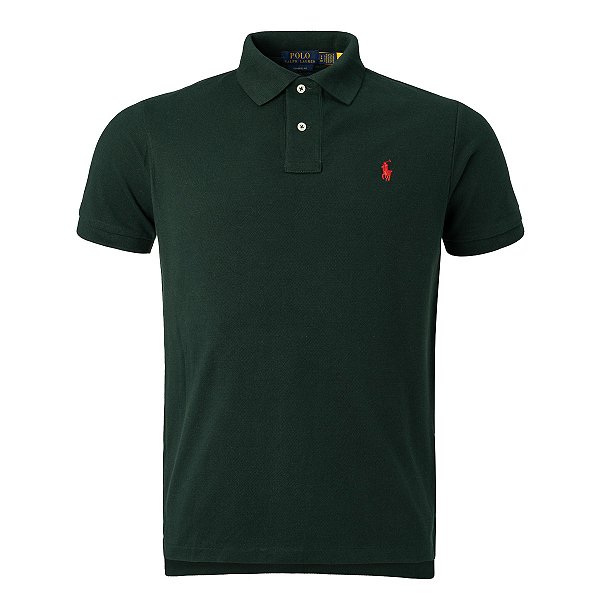 Camisa Polo Ralph Lauren Custom Fit Cor Verde