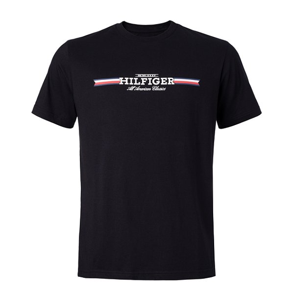 Camiseta Tommy Hilfiger Masculina Chest Mcm Cor Preta