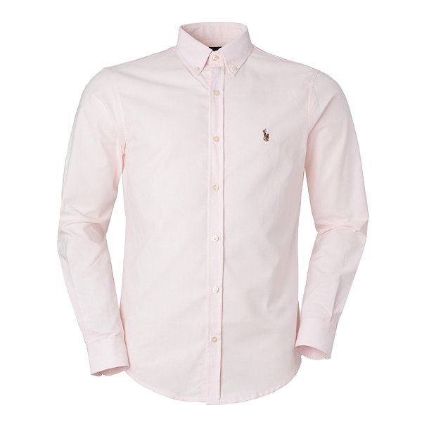 Camisa Ralph Lauren Masculina Oxford Ponei Colorido Rosa