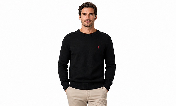 Sueter Ralph Lauren Masculino Fleece Sweatshirt Cor Preto