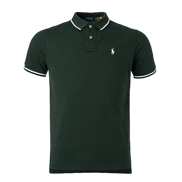 Camisa Polo Ralph Lauren Masculina Custom Fit Retilinea Cor Verde
