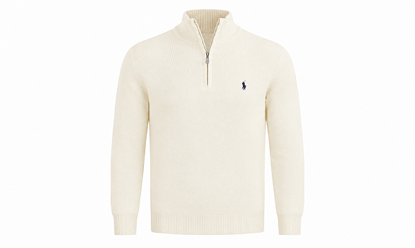 Suéter Ralph Lauren Crewneck Ziper Parcial Cor Off White