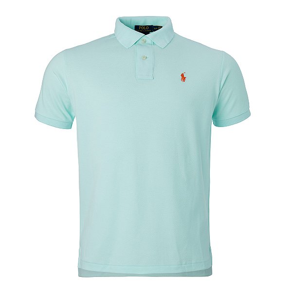 Camisa Polo Ralph Lauren Custom Fit Cor Verde Agua