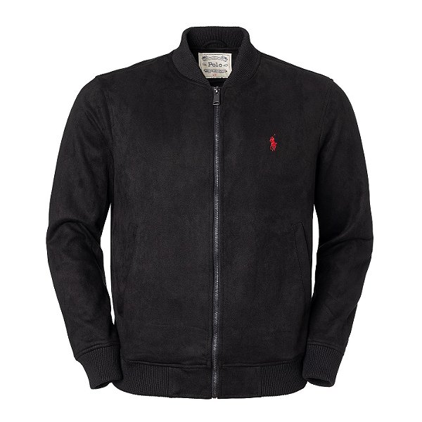 Jaqueta Ralph lauren Masculina Suede Gola Knit Cor Preto