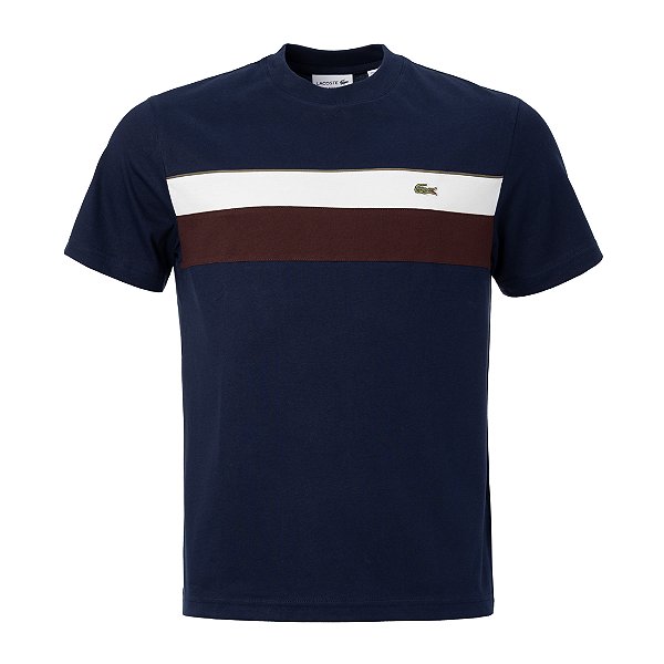 Camiseta lacoste Masculina Bloco de Cores Marinho