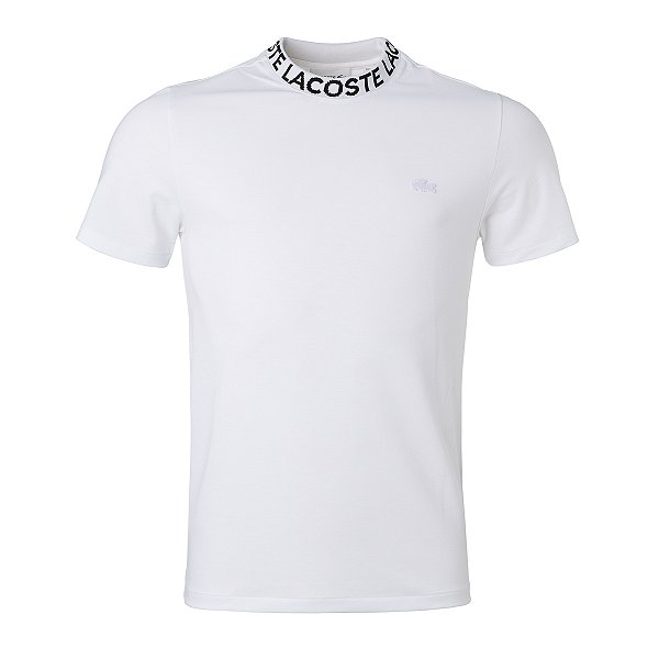 Camiseta Lacoste Masculina Brended Escrita Na Gola Branca
