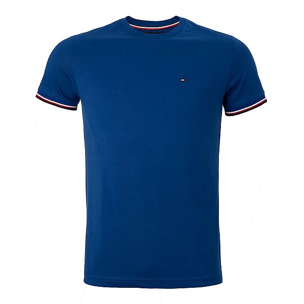 Camiseta Tommy Hilfiger Masculina Retilinea Cotton Cor Azul