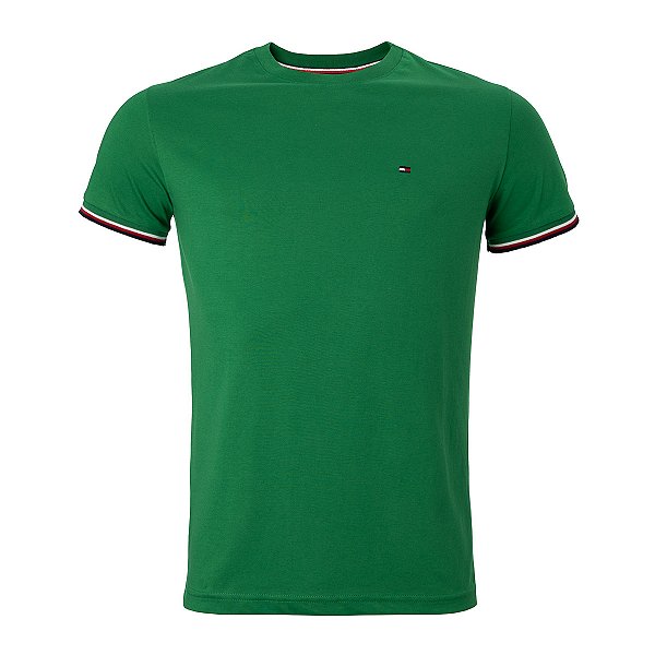 Camiseta Tommy Hilfiger Masculina Retilinea Cotton Cor Verde