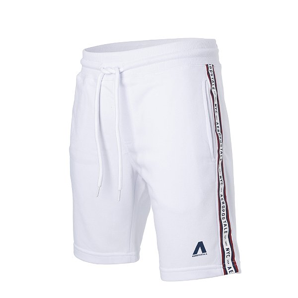 Bermuda Aeropostale Masculino Moletom Retilinea Cor Branca