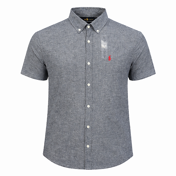 Camisa Ralph Lauren Masculina Linho Manga Curta Cor Preta