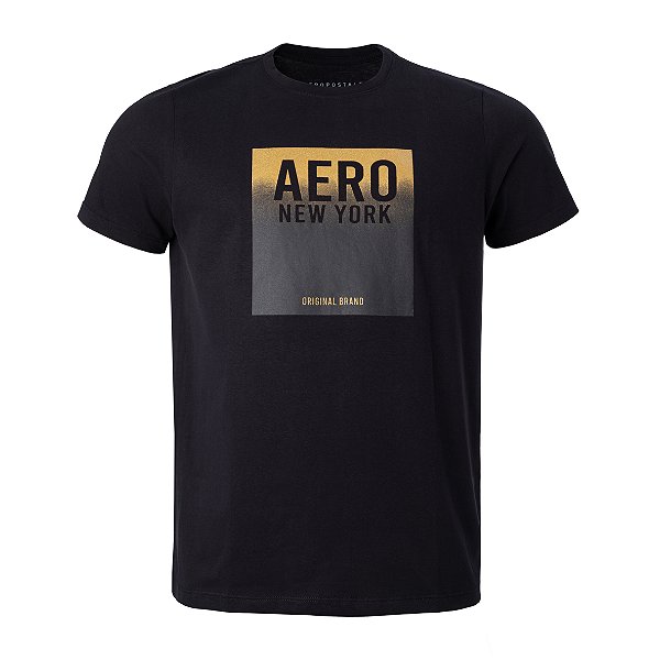Camiseta Aeropostale Masculina Platinum Est Dourado Cor Preta