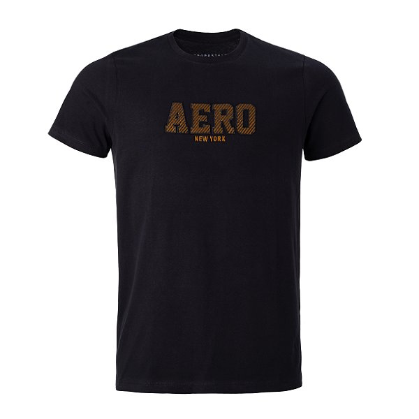 Camiseta Aeropostale Masculina Platinum bordada Cor Preta