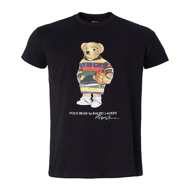 Camiseta Ralph Lauren Masculina Bear Basquet Custom Fit Cor Preto