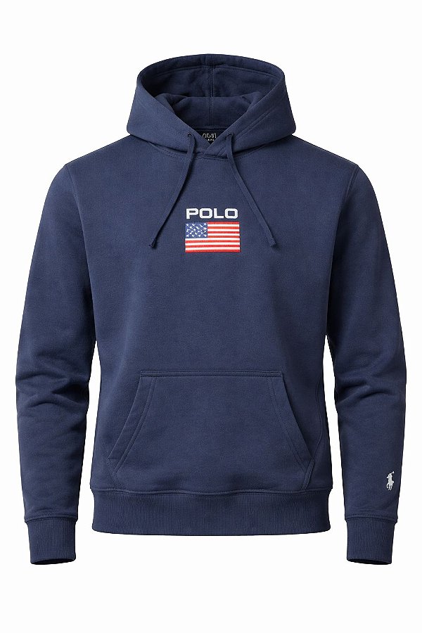 Moletom Ralph Lauren USA Com Capuz Cor Marinho