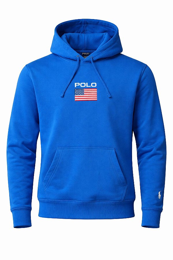 Moletom Ralph Lauren USA Com Capuz Cor Azul