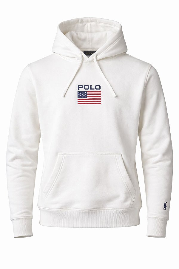 Moletom Ralph Lauren USA Com Capuz Cor Branco