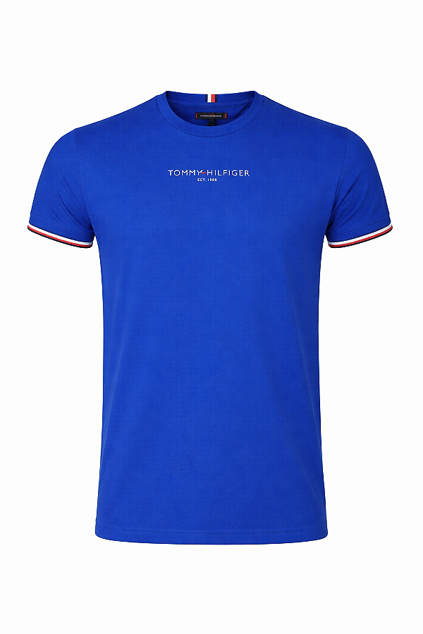 Camiseta Tommy Hilfiger Masculina Global Cuff Cor Azul