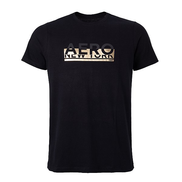 Camiseta Aeropostale Masculina Est Dourada Cor Preta