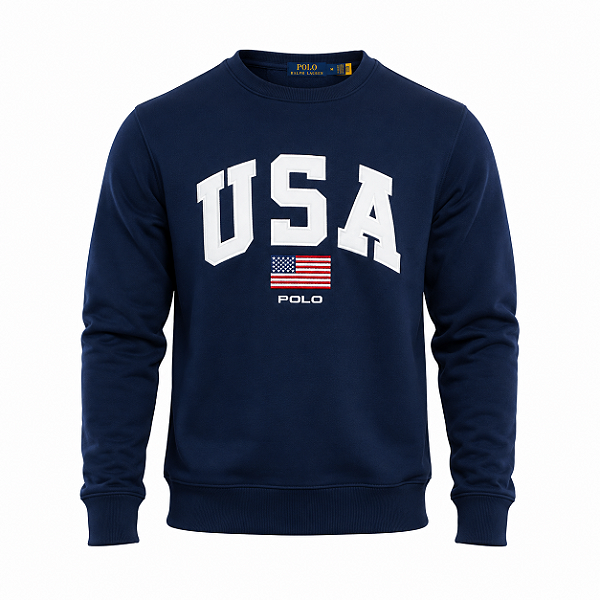 Moletom Ralph Lauren Masculino Bandeira Cor Marinho