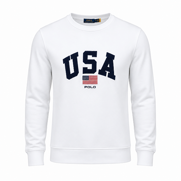 Moletom Ralph Lauren Masculino Bandeira Cor Branco