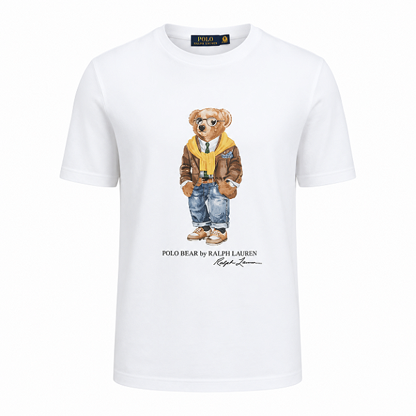 Camiseta Ralph Lauren Masculina Bear Casaco Cor Branca