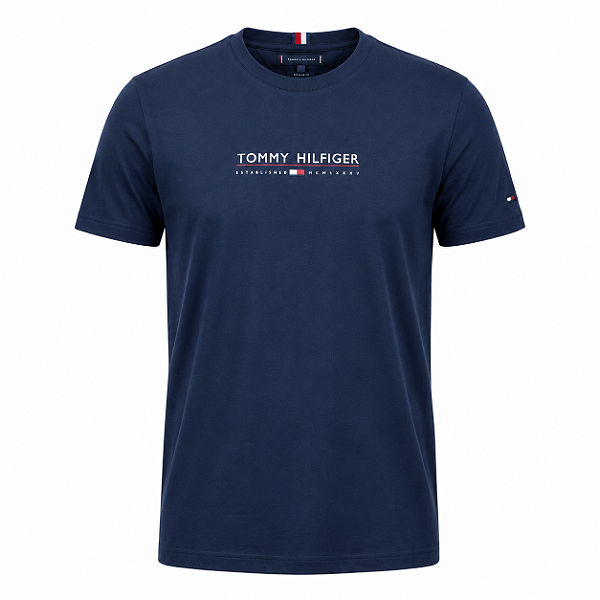 Camiseta Tommy Hilfiger Masculina Estabil Cor Marinho