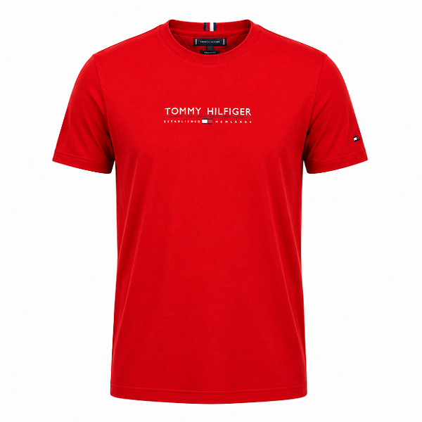 Camiseta Tommy Hilfiger Masculina Estabil Cor Vermelho