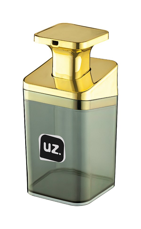 Porta Sabonete Liquido Slim Banheiro - Preto Com Dourado Premium Uz