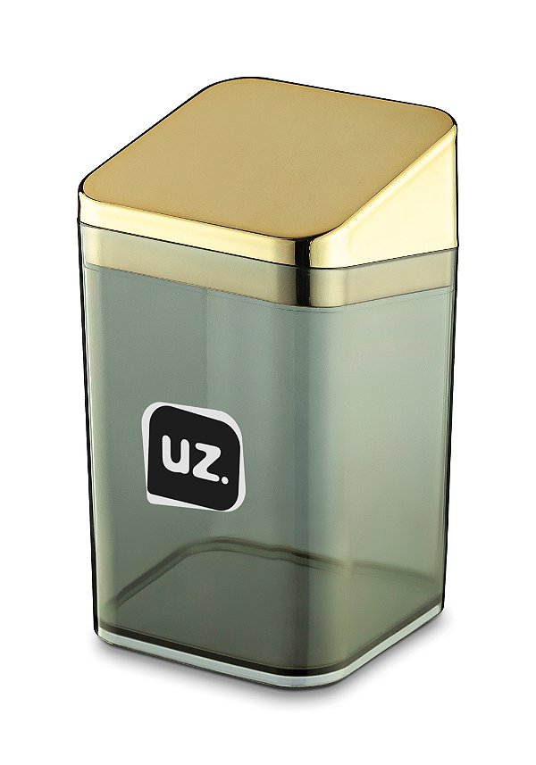 Porta Algodão Slim Banheiro/Quarto - Preto Com Dourado Premium - Uz