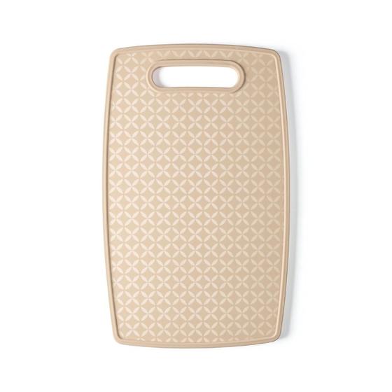 Tábua Plástica De Corte Com Alça Legumes Carne, Peixe, Churrasco - Bege Uz