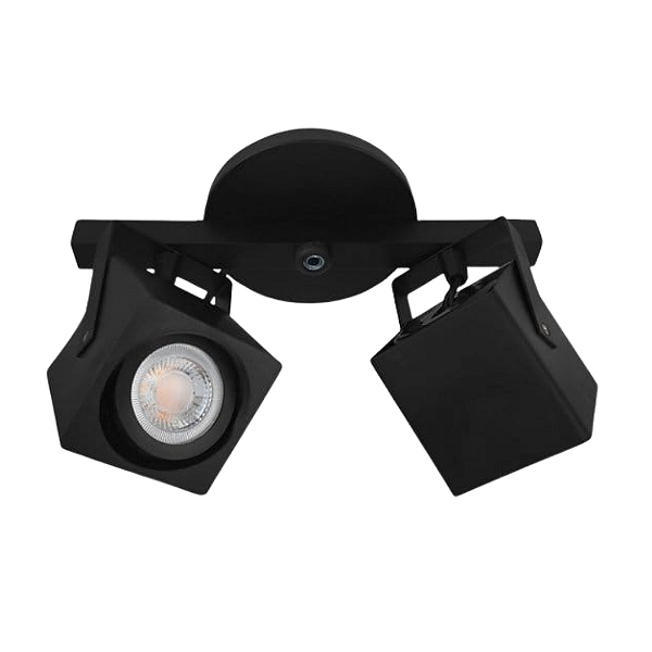 Spot Duplo Sobrepor Direcionável Quadrado Dicroica - Preto