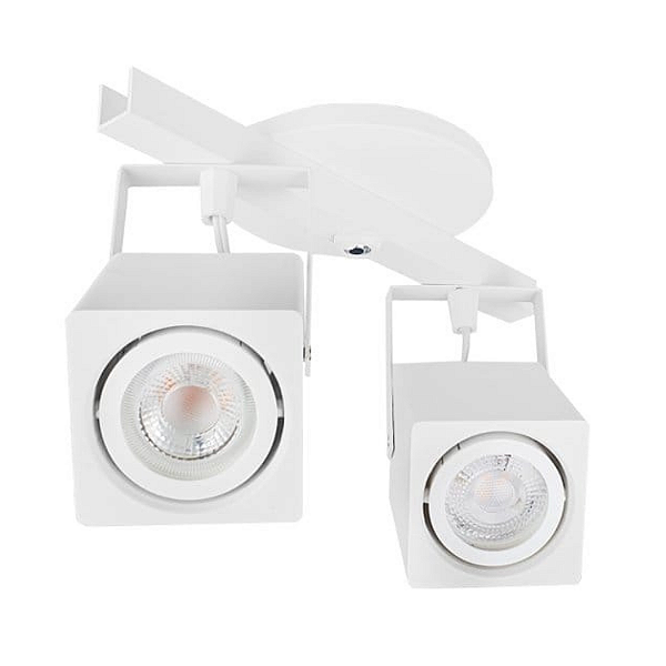 Spot Duplo Sobrepor Direcionável Quadrado Dicroica - Branco