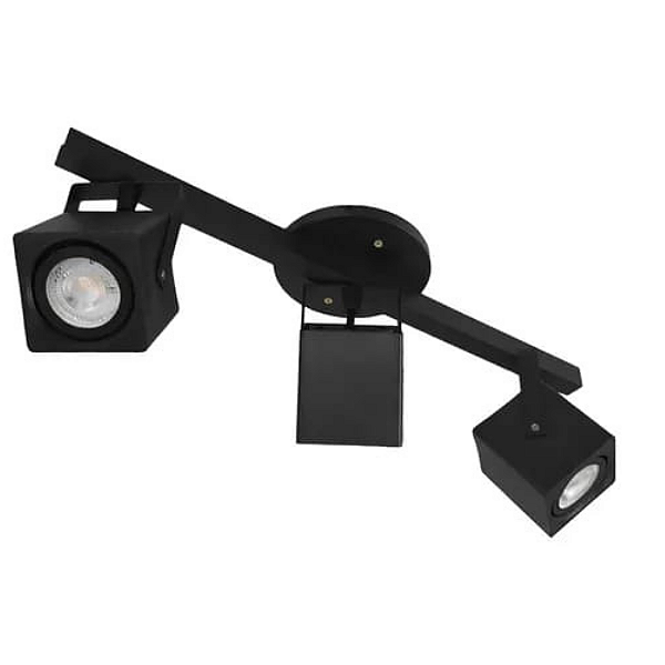 SPOT PERFIL TRIPLO 45CM DIRECIONÁVEL QUADRADO TETO MODERNO GU10 DICROICA - PRETO