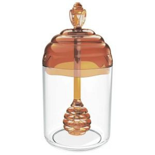 Porta Mel Meleira Ambar 350ml Poliestireno Tampa & Pegador Gold Premium Transparente - Uz