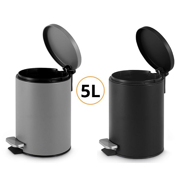 Lixeira Aço Inox 5 Litros Premium Acabamento Matte Escritório, Cozinha e Copa