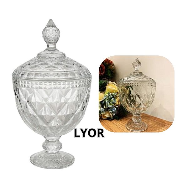 POTICHE DECORATIVO C/PE DE CRISTAL DE CHUMBO DIAMOND TRANSPARENTE 15x28cm